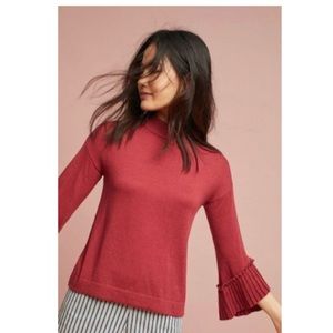 Anthropologie Pleated-Sleeve Pullover Sweater